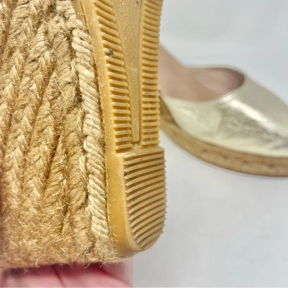 * GAIMO Obi Wedge Espadrilles in Gold Leather Size 41 - Picture 11 of 13